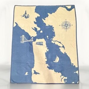 ChappyWrap San Francisco Map Blanket 70x58 Blue Cream Made Germany